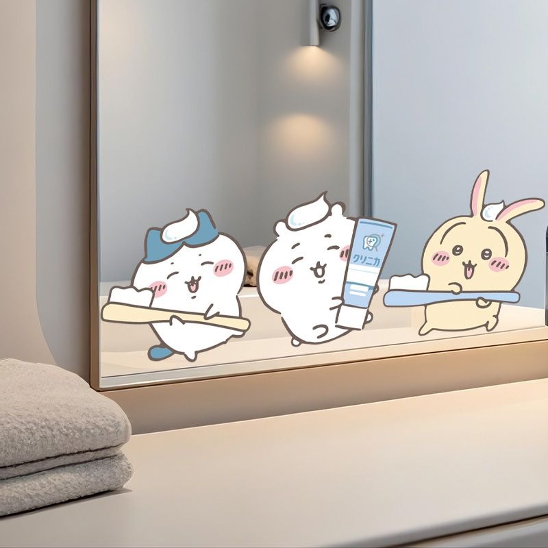 Vanity Home Decor - สติกเกอร์กระจกชิคาวะแบบร้อน ติดแน่น ลายคมชัด กันน้ำ ลอกออกได้ ตกแต่งกระจกห้องน้ำ