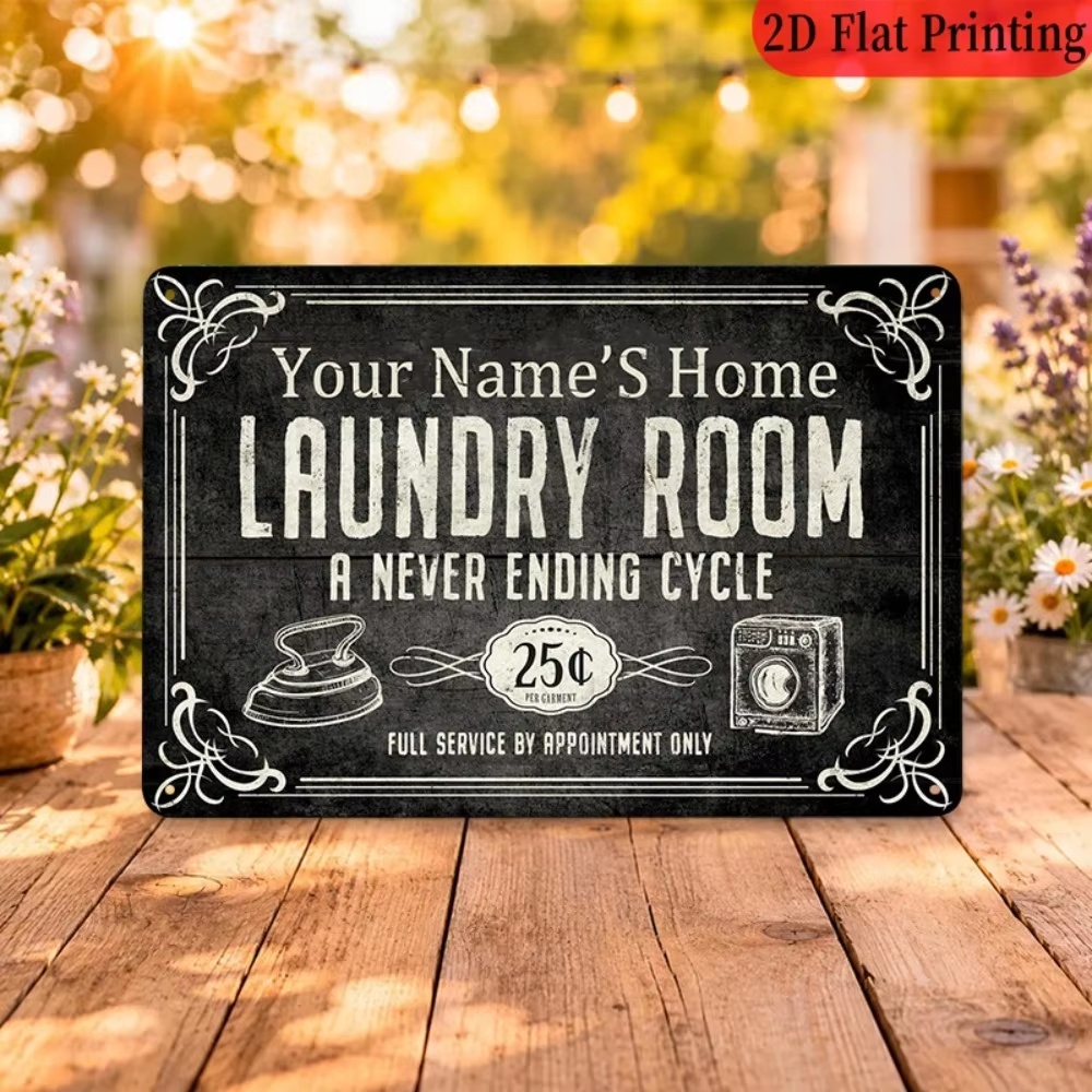 Home Decor Names - ป้ายชื่อร้านซักรีดแบบกำหนดเอง, ของตกแต่งผนังลายวงกลมไม่มีที่สิ้นสุดสำหรับบ้าน ห้องครัว อพาร์ตเมนต์ (สำหรับการตกแต่งเท่านั้น)