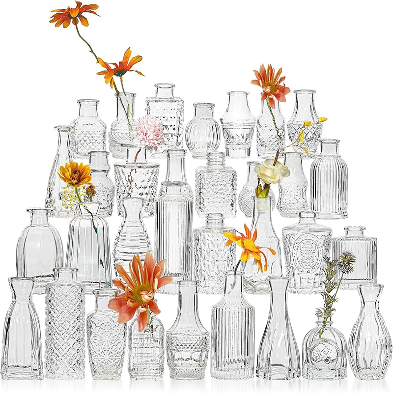 Glass Vase Nordic - Nordic นูนแจกันแก้วใสสําหรับงานแต่งงาน,ห้องนั่งเล่น,ตกแต่งโต๊ะรับประทานอาหาร-Hydroponic Buds Home Office ตกแต่ง