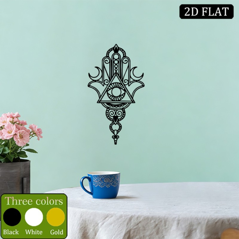 Home Decor Living - CIFBUY งานศิลปะติดผนังเหล็ก รูปปั้นโลหะฮัมซาและตาปีศาจ ป้ายแขวนกันสนิม ตกแต่งบ้าน ห้องนอน