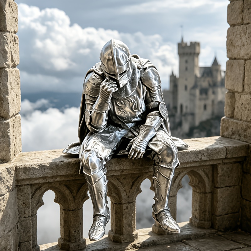 Home Decor Medieval - รูปปั้นอัศวินยุคกลาง ของตกแต่งสไตล์วินเทจ รูปนักรบในชุดเกราะ สำหรับวางตกแต่งบนโต๊ะ ใช้ตกแต่งบ้าน สำนักงาน
