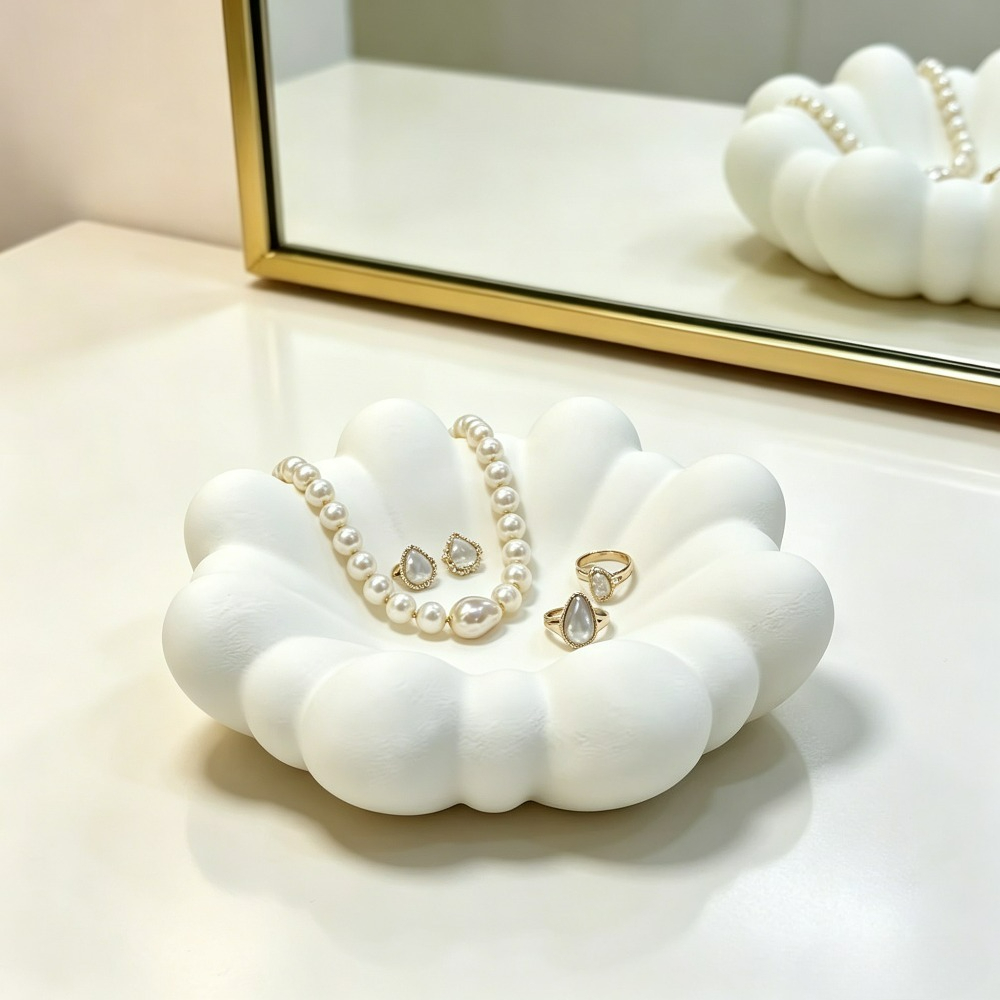 Vanity Home Decor - ถาดใส่เครื่องประดับรูปดอกไม้, ถาดเก็บของรูปกลีบดอกพิมพ์ 3 มิติ, ที่ใส่กุญแจสำหรับทางเข้าบ้าน, ของตกแต่งโต๊ะเครื่องแป้ง,