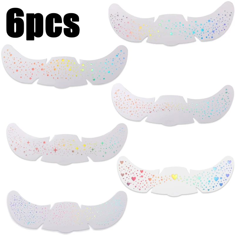 Home Decor Sticker - ของขวัญเล็กๆ สำหรับถุงเท้าคริสต์มาส 6 ชิ้น สติกเกอร์กลิตเตอร์ลายกระ -