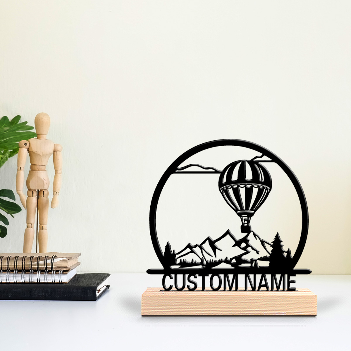 Home Decor Names - บอลลูนลมร้อน 1 ชิ้น ป้ายชื่อสั่งทำ รูปปั้นโลหะ ของตกแต่งงานศิลปะ