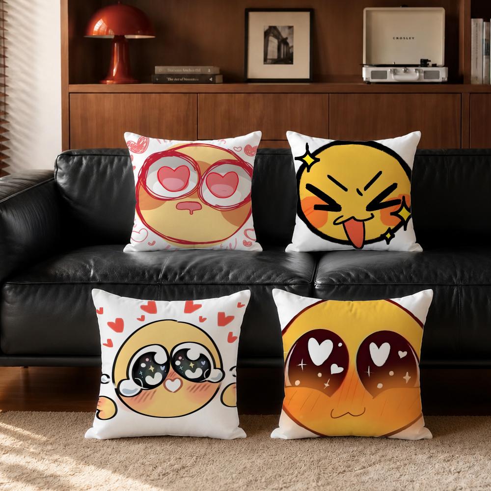 Home Decor Emoji - น่ารัก น่าเอ็นดู น่ารัก ปลอกหมอนอิงลายอีโมจิสีเหลือง ชุดปลอกหมอนอิง 4