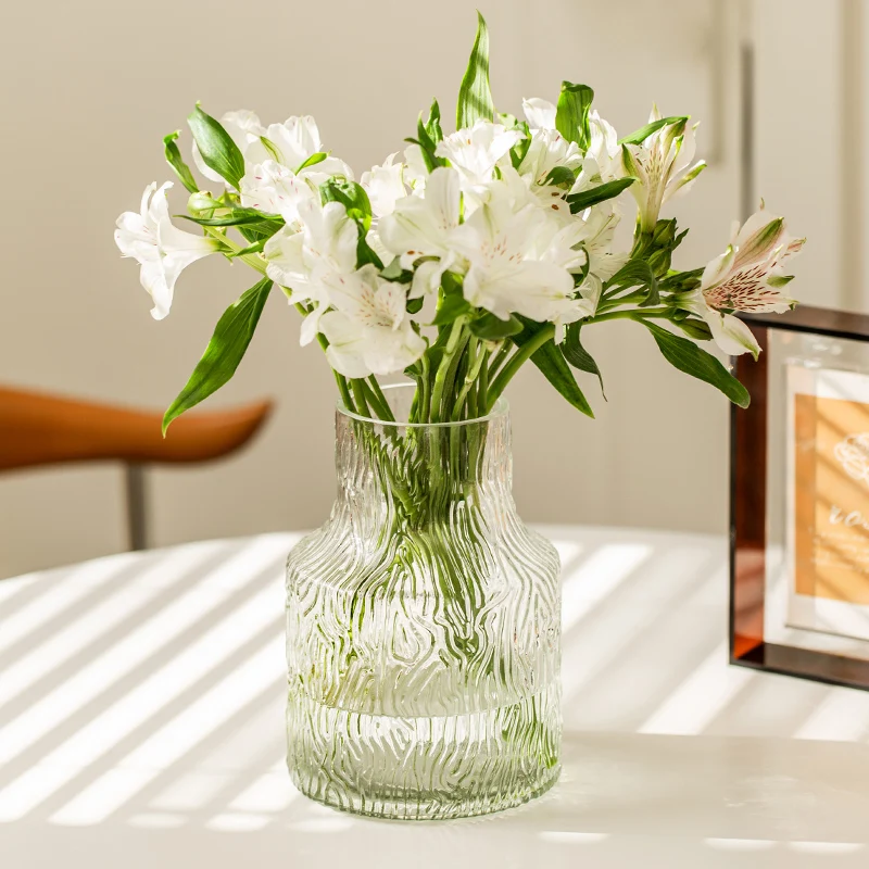 Glass Vase Nordic - แจกันดอกไม้สำหรับห้องนั่งเล่น สไตล์นอร์ดิกหรูหรา แจกันตั้งพื้นสำหรับตกแต่งภายนอกอาคาร แจกันตั้งโต๊ะสไตล์วินเทจ แจกันตกแต่งบ้านสไตล์โมเดิร์น