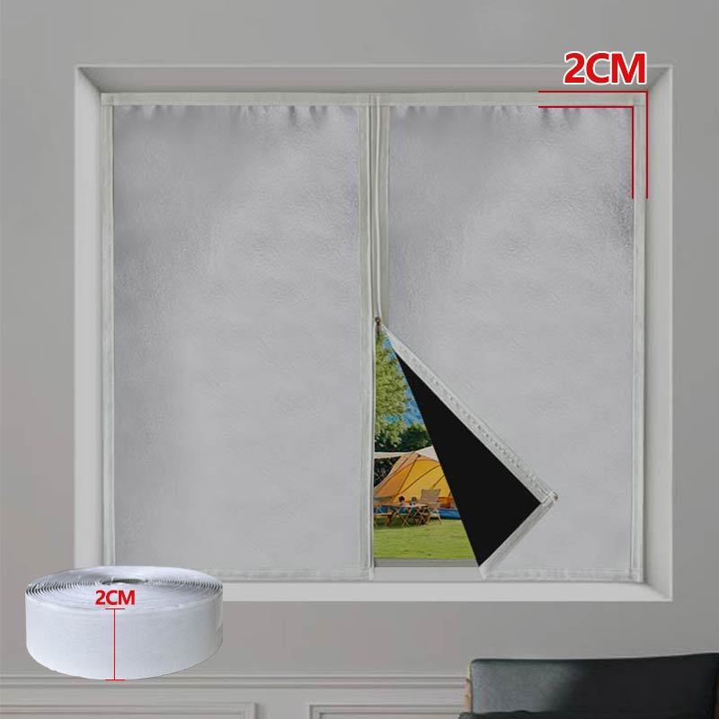 Blackout Curtains - ม่านกันแสงแบบซิปปรับแต่งได้, ม่านหน้าต่างแบบมีขอบสีขาวติดด้วยตัวเอง, ถอดซักได้, ไม่ต้องเจาะติดตั้ง