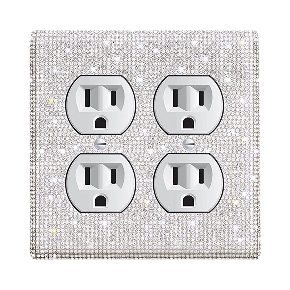 Home Decor Outlet - สติ๊กเกอร์ตกแต่งบ้านแบบมีกลิตเตอร์สไตล์อเมริกัน พร้อมกรอบเพชรประดับ แผ่นปิดช่องปลั๊กไฟและสวิตช์