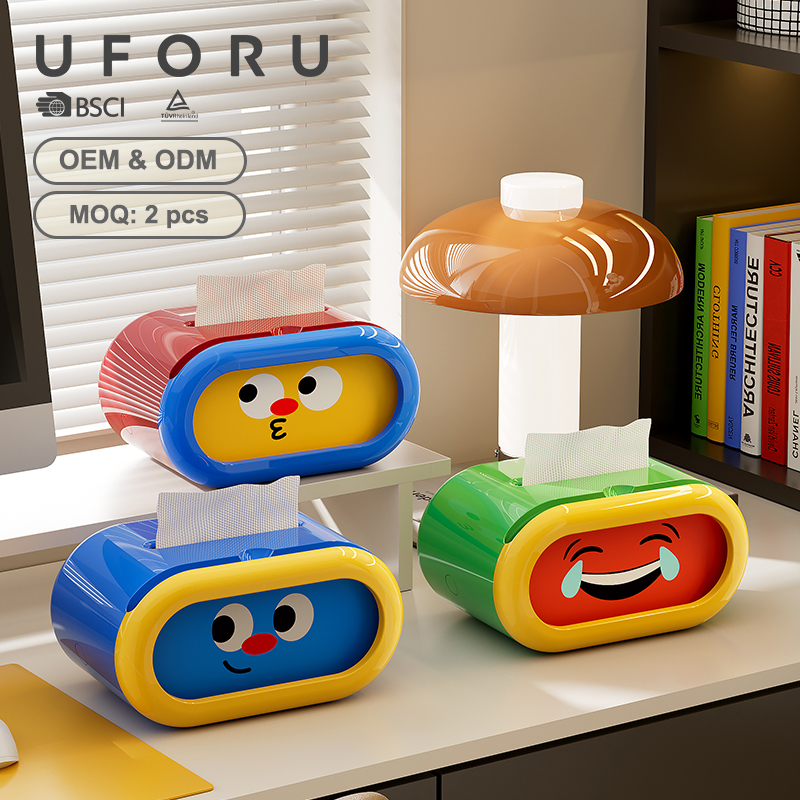 Home Decor Emoji - กล่องเก็บกระดาษทิชชูขนาดใหญ่ลายอิโมจิตลกๆ ยูฟอรู ที่วางกระดาษทิชชูน่ารักสำหรับวางบนโต๊ะ ของตกแต่งบ้าน