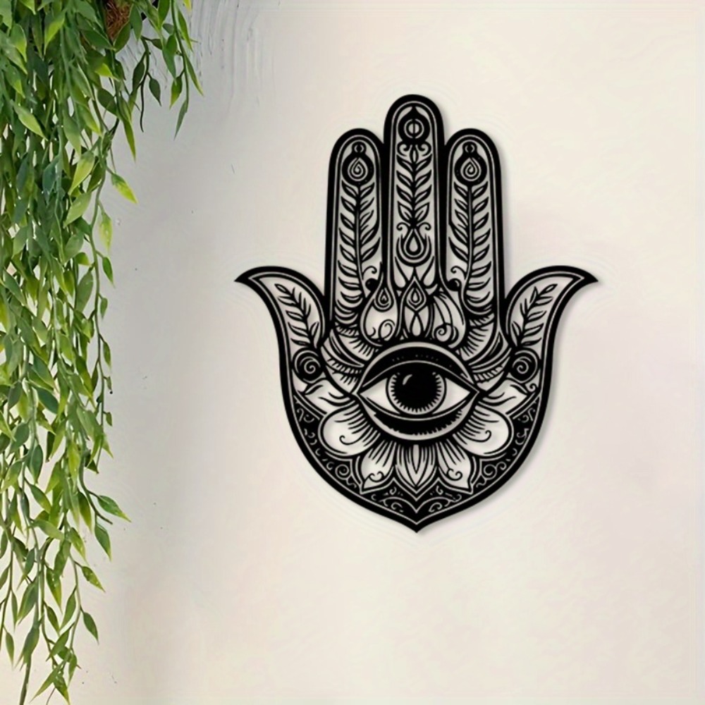 Home Decor Living - CIFBUY งานศิลปะติดผนังเหล็ก รูปมือฮัมซาโบราณ เครื่องรางตาปีศาจ ประติมากรรมโลหะ ตกแต่งบ้าน