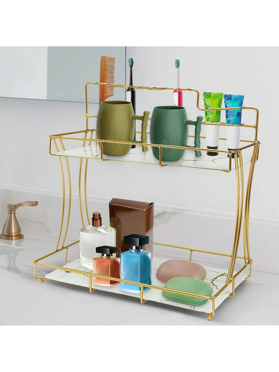 Vanity Home Decor - RAINAUT GDRASUYA10 ชั้นวางเครื่องสำอาง 2 ชั้น อุปกรณ์จัดระเบียบห้องน้ำ