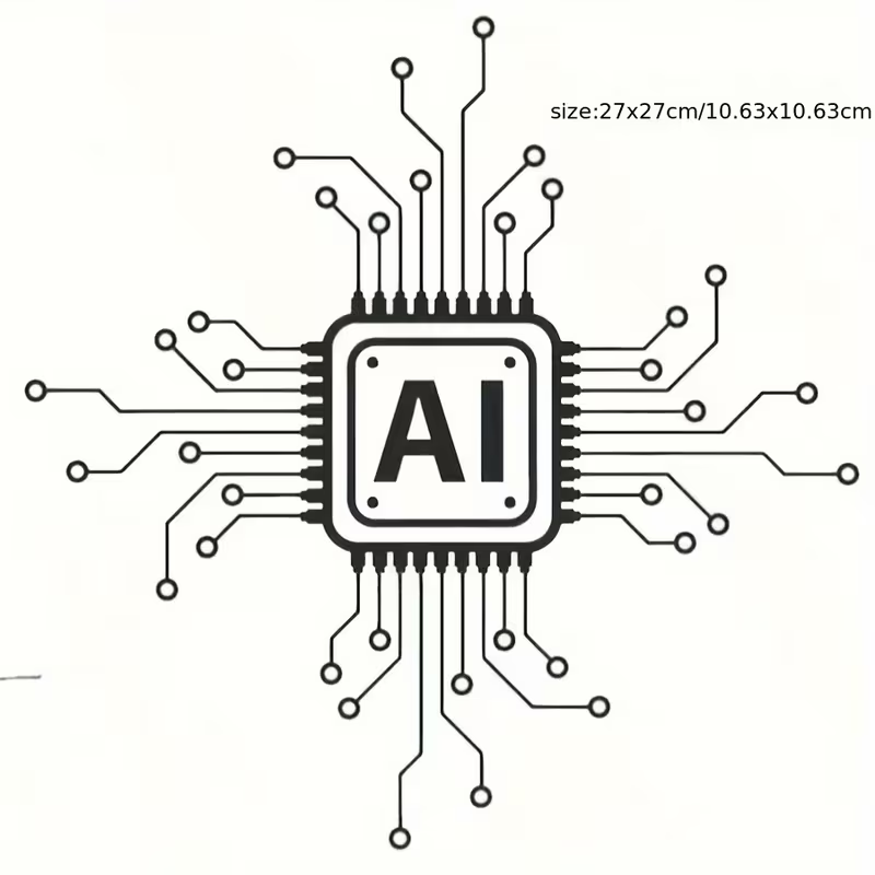 Home Decor Ai Free - สติ๊กเกอร์ติดผนังไวนิลลายวงจรเทคโนโลยี AI - สติ๊กเกอร์แบบมีกาวในตัวสไตล์การ์ตูนแบบมันเงาสำหรับกระจก สำนักงาน และของตกแต่งบ้าน