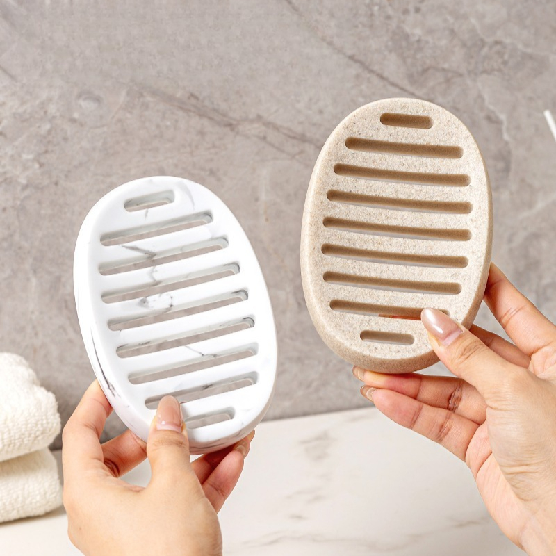 Vanity Home Decor - ที่วางสบู่รูปไข่แบบทันสมัย, กล่องสบู่แบบระบายน้ำได้เองสำหรับห้องน้ำห้องครัว, ที่จัดระเบียบอ่างล้างหน้าแบบมินิมอล ของตกแต่งบ้าน