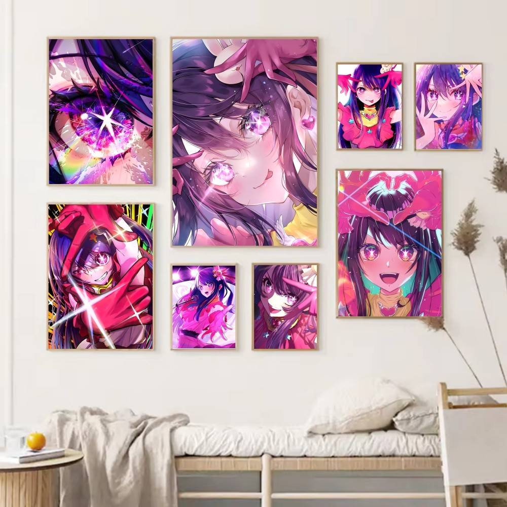 Home Decor Ai Free - โปสเตอร์ตัวละครอนิเมะ A-Ai H-Hoshino พิมพ์ลาย HD ตกแต่งผนังสไตล์วินเทจสำหรับห้องอ่านหนังสือที่บ้าน
