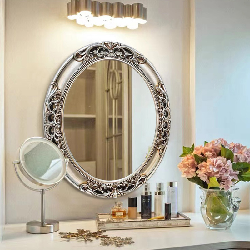 Vanity Home Decor - กระจกห้องน้ำทรงวงรีแบบยุโรปติดผนังสำหรับตกแต่งบ้าน กระจกตกแต่งทางเข้าห้องน้ำ กระจกติดผนังห้องน้ำ
