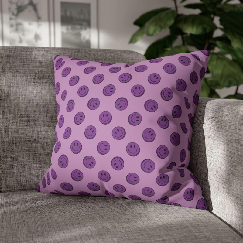VIKAMA ปลอกหมอนอิงสีม่วงสไตล์ม - Home Decor Emoji บทวิจารณ์และราคา