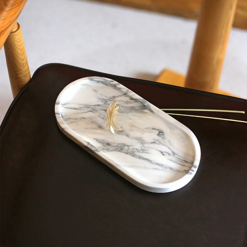 ถาดหินอ่อนธรรมชาติทรงรี - ชามต - Vanity Home Decor บทวิจารณ์และราคา