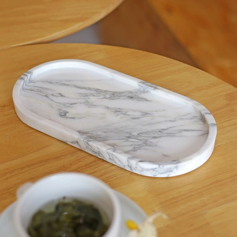ถาดหินอ่อนธรรมชาติทรงรี - ชามต - Vanity Home Decor บทวิจารณ์และราคา