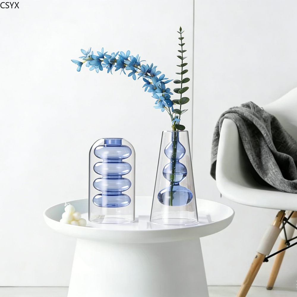 แจกันแก้วสองชั้นสีสันสดใสสไตล์ - Glass Vase Nordic บทวิจารณ์และราคา