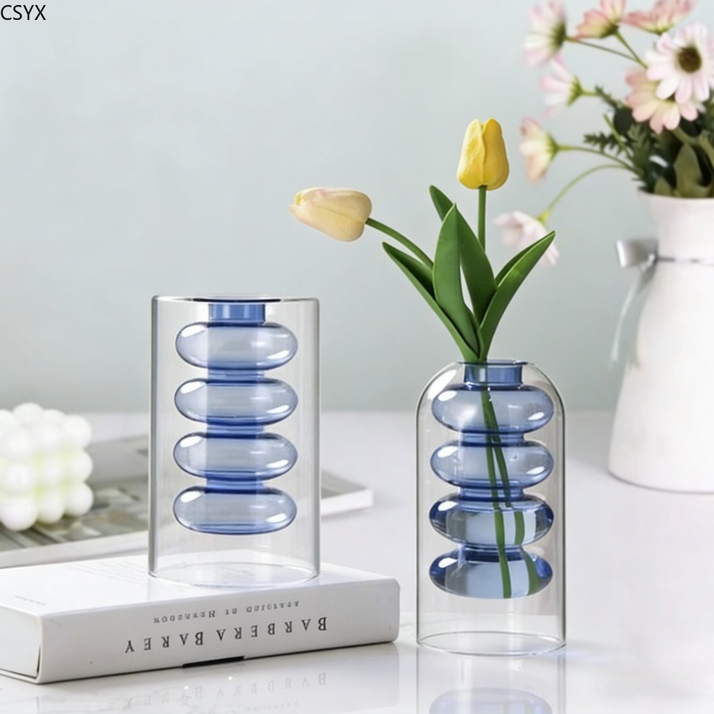 แจกันแก้วสองชั้นสีสันสดใสสไตล์ - Glass Vase Nordic บทวิจารณ์และราคา