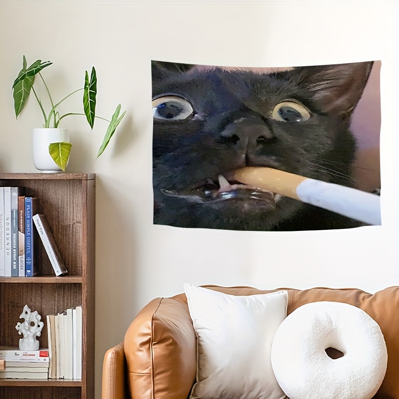 VIKAMA ผ้าแขวนผนังลายแมวสีดำสุ - Home Decor Emoji บทวิจารณ์และราคา