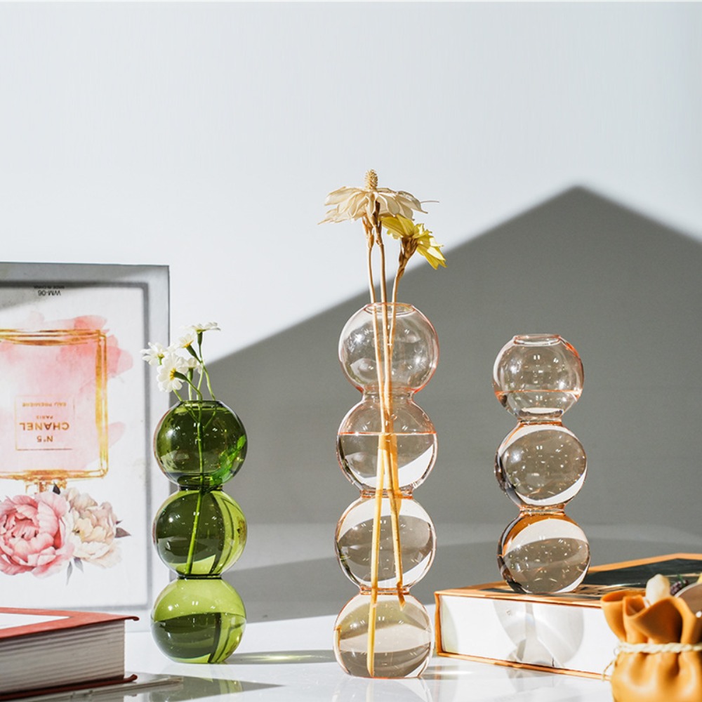 แจกันแก้วทรงกลมหลากสีสัน แจกัน - Glass Vase Nordic บทวิจารณ์และราคา