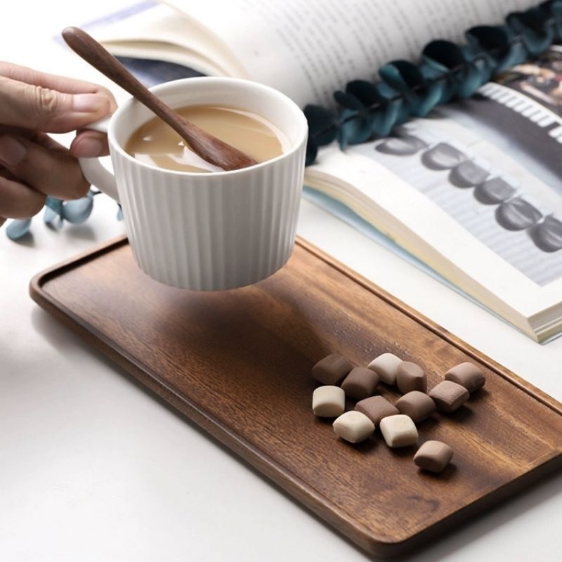 ถาดไม้ธรรมชาติทรงสี่เหลี่ยมสำห - Vanity Home Decor บทวิจารณ์และราคา