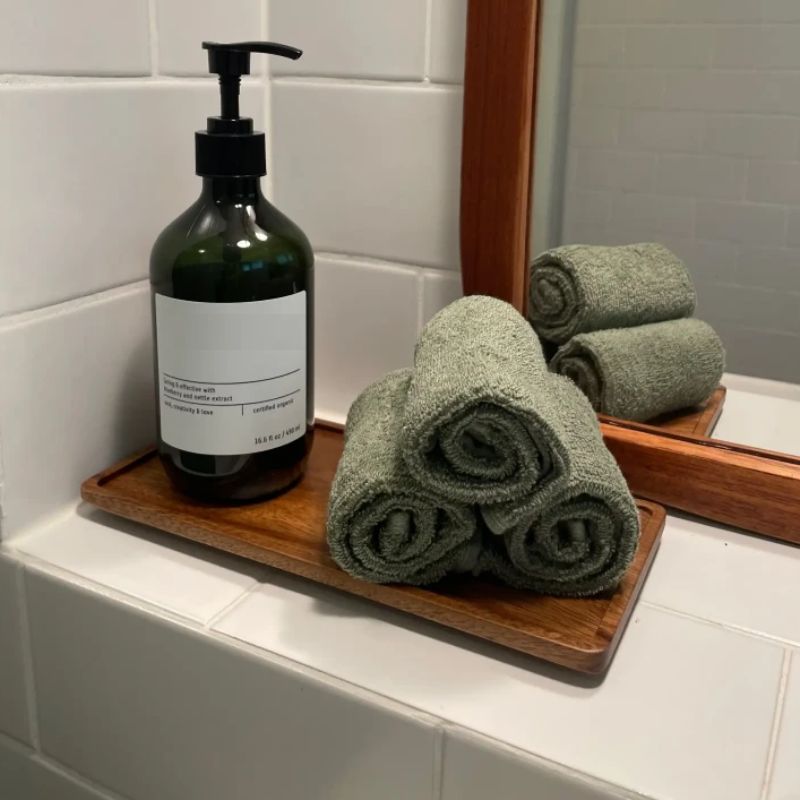 ถาดไม้ธรรมชาติทรงสี่เหลี่ยมสำห - Vanity Home Decor บทวิจารณ์และราคา