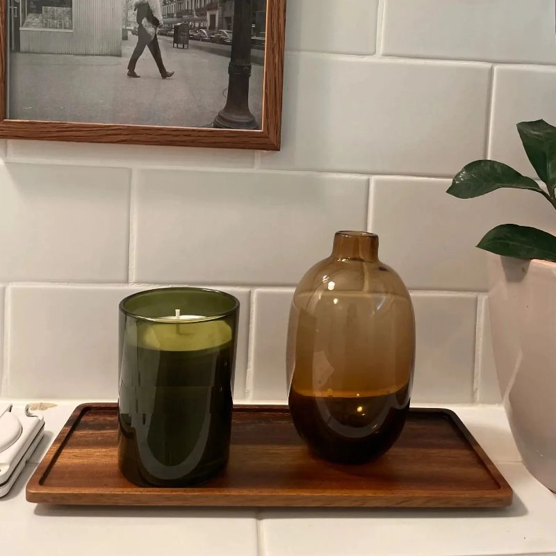 ถาดไม้ธรรมชาติทรงสี่เหลี่ยมสำห - Vanity Home Decor บทวิจารณ์และราคา