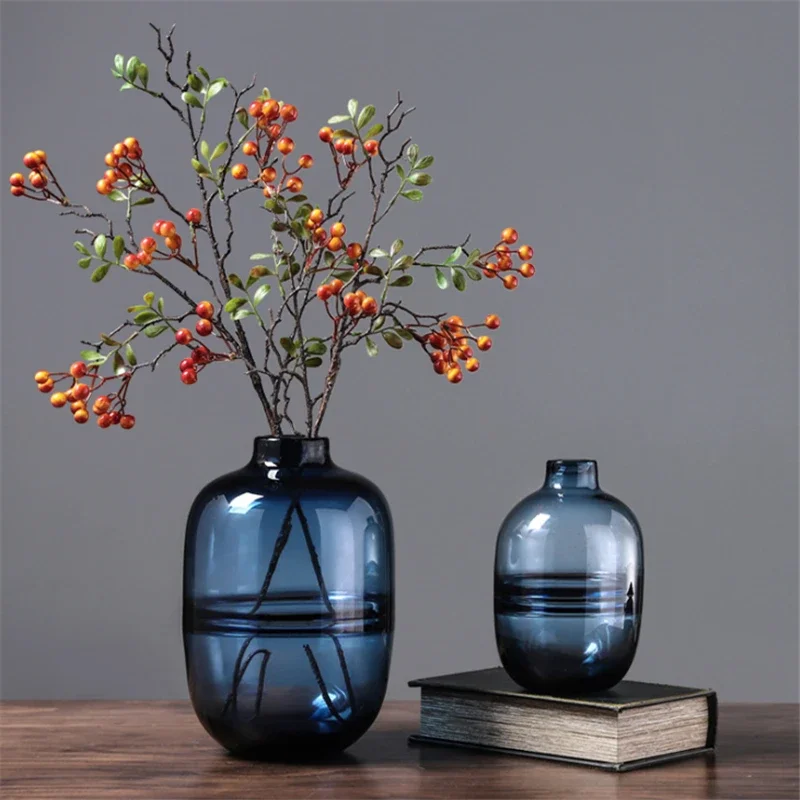Minimalist สีฟ้าสีดําแจกันแก้ว - Glass Vase Nordic บทวิจารณ์และราคา