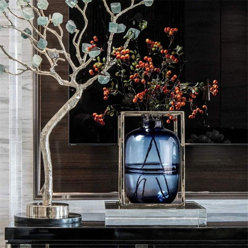 Minimalist สีฟ้าสีดําแจกันแก้ว - Glass Vase Nordic บทวิจารณ์และราคา
