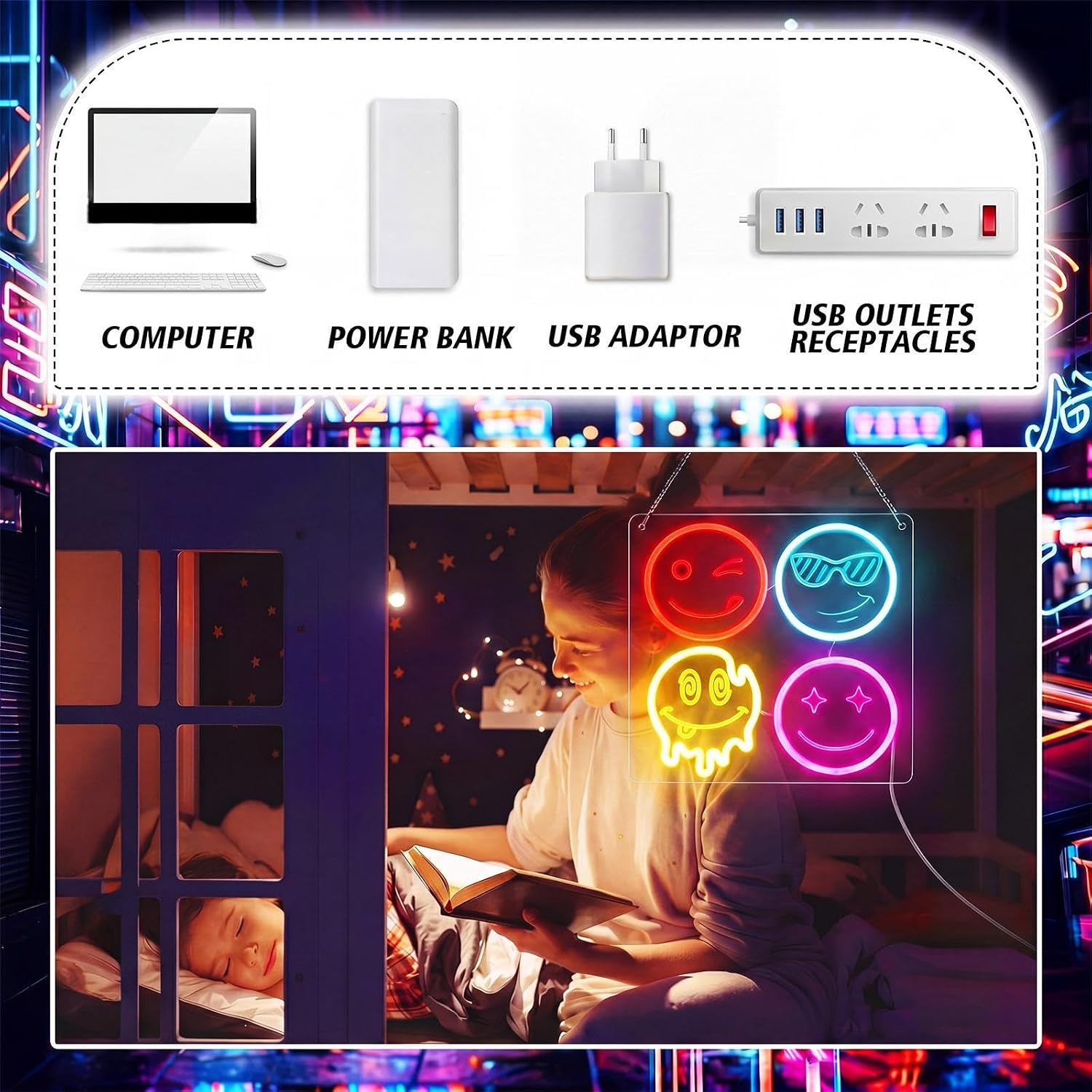 ป้ายไฟ LED รูปหน้ายิ้มน่ารัก ไ - Home Decor Emoji บทวิจารณ์และราคา