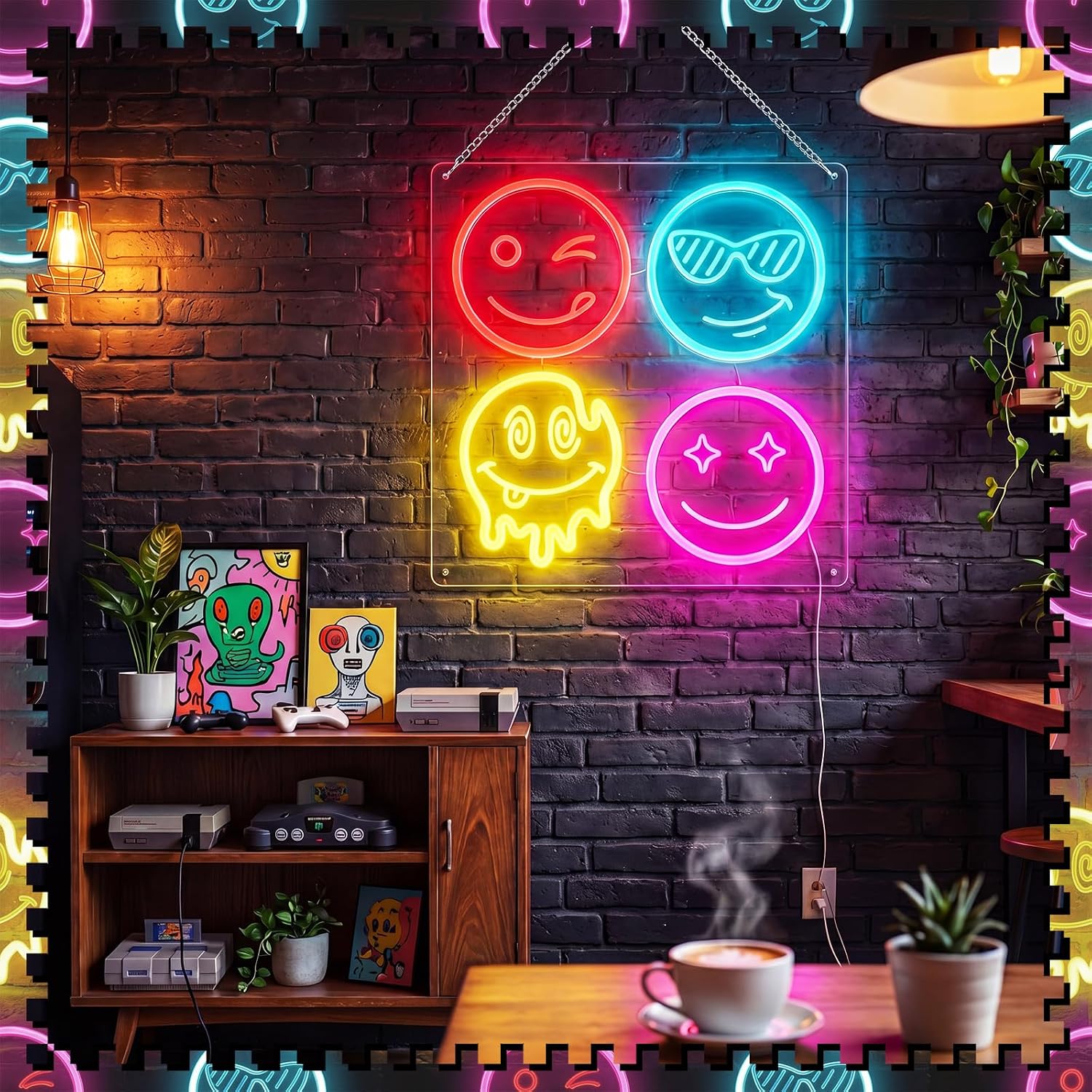 ป้ายไฟ LED รูปหน้ายิ้มน่ารัก ไ - Home Decor Emoji บทวิจารณ์และราคา