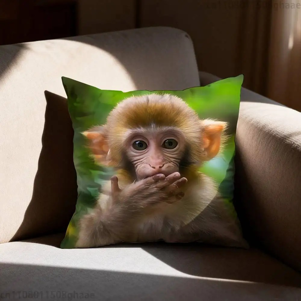 ปลอกหมอนลายลิงตลกน่ารัก ปลอกหม - Home Decor Emoji บทวิจารณ์และราคา