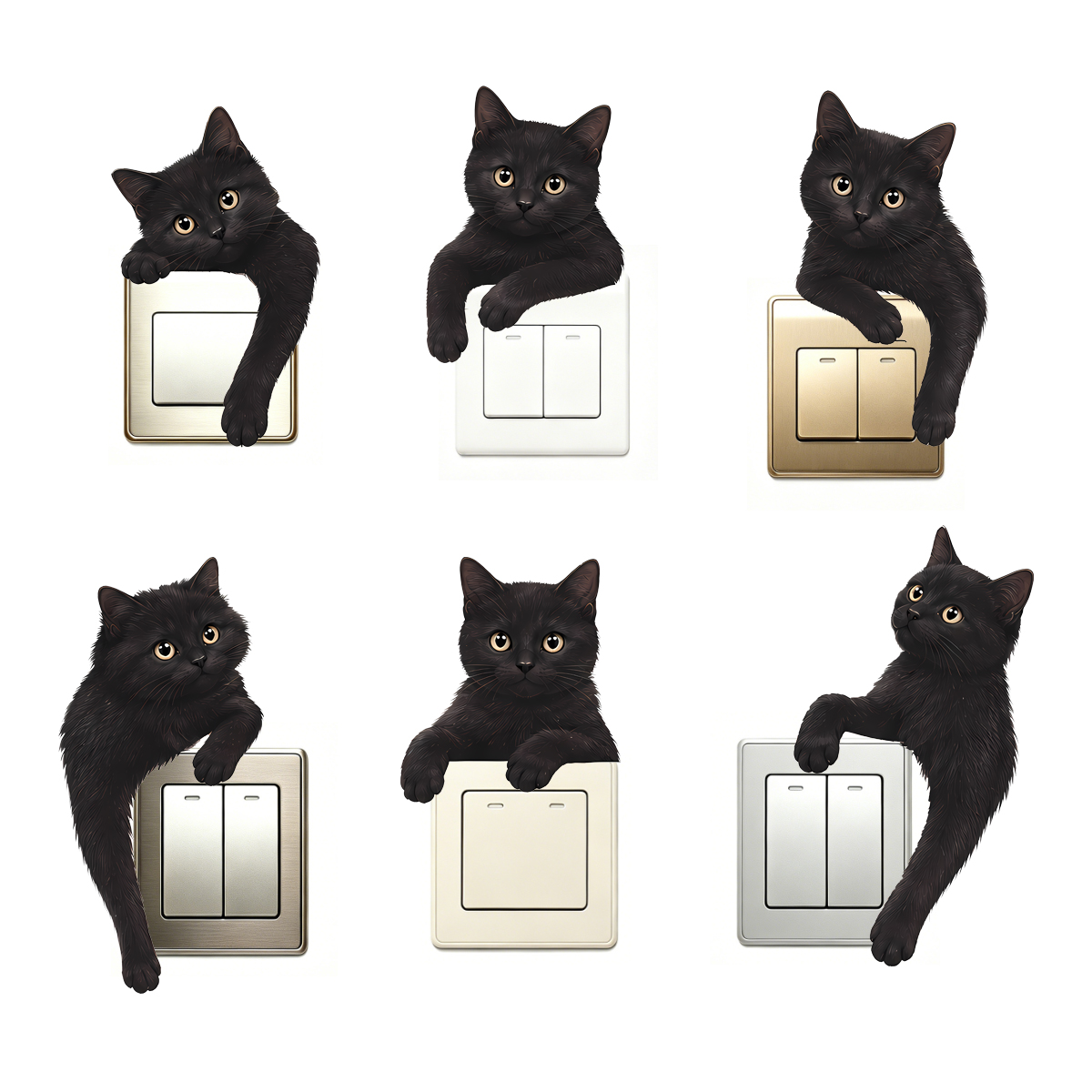 สติ๊กเกอร์ติดผนังรูปแมวดำน่ารั - Home Decor Outlet บทวิจารณ์และราคา