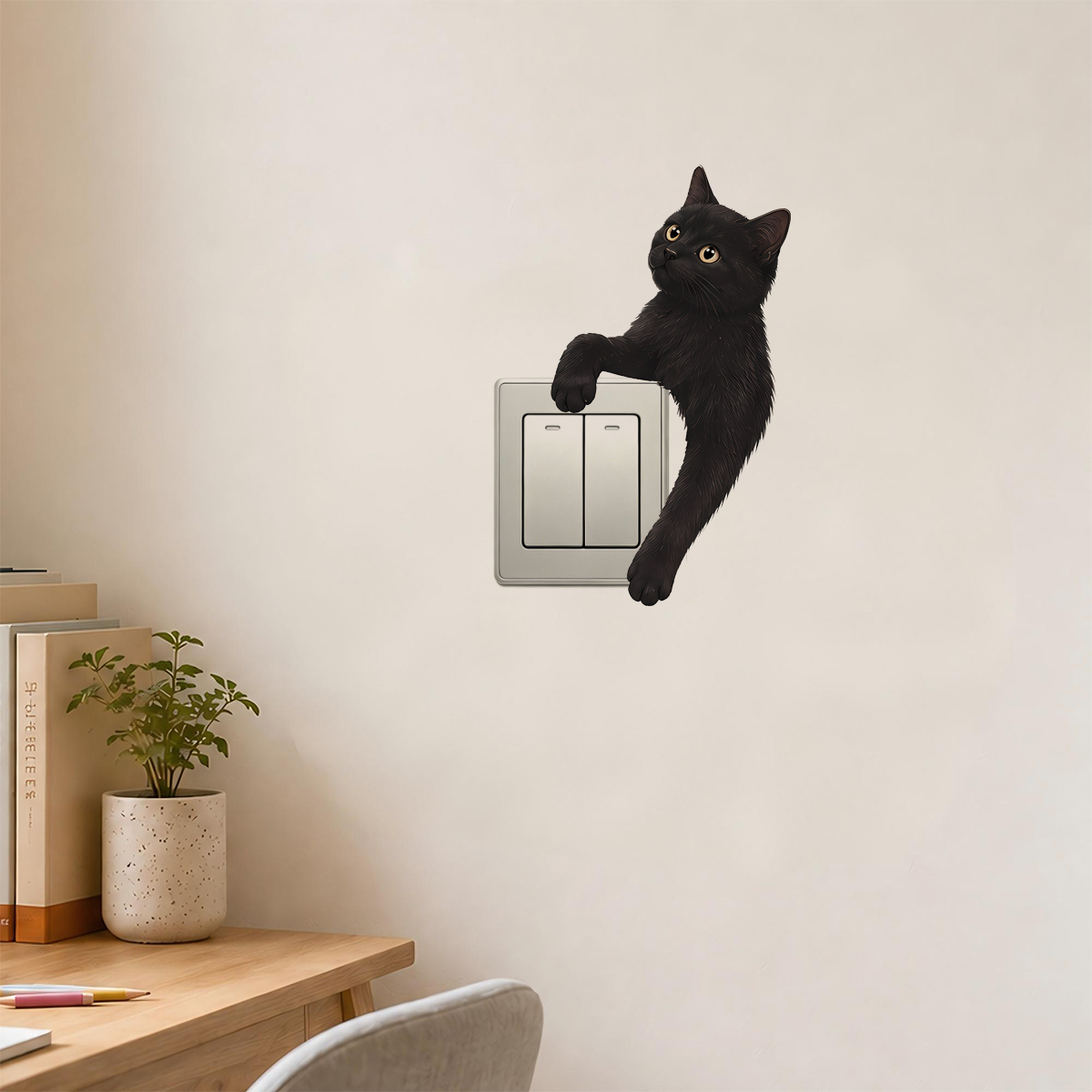 สติ๊กเกอร์ติดผนังรูปแมวดำน่ารั - Home Decor Outlet บทวิจารณ์และราคา