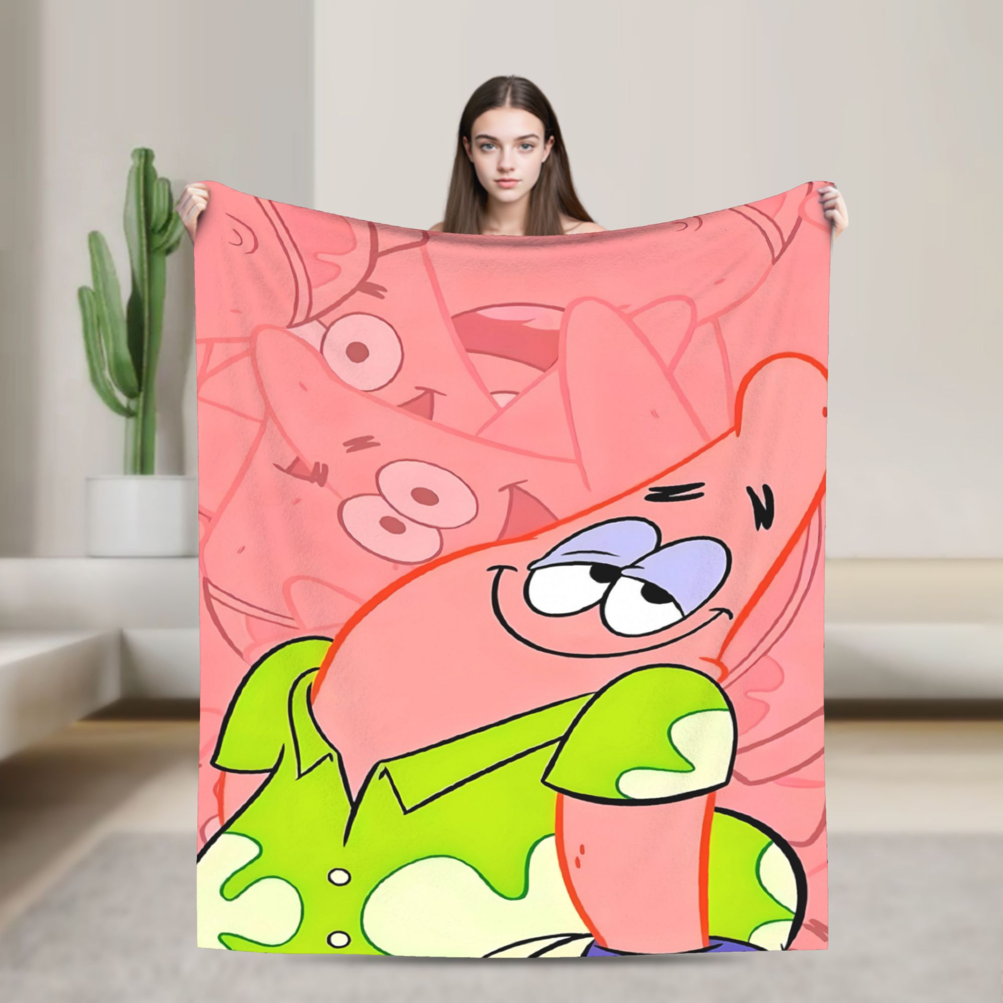 ผ้าห่มลายแพทริคสีชมพูอ่อนของสป - Home Decor Solo บทวิจารณ์และราคา