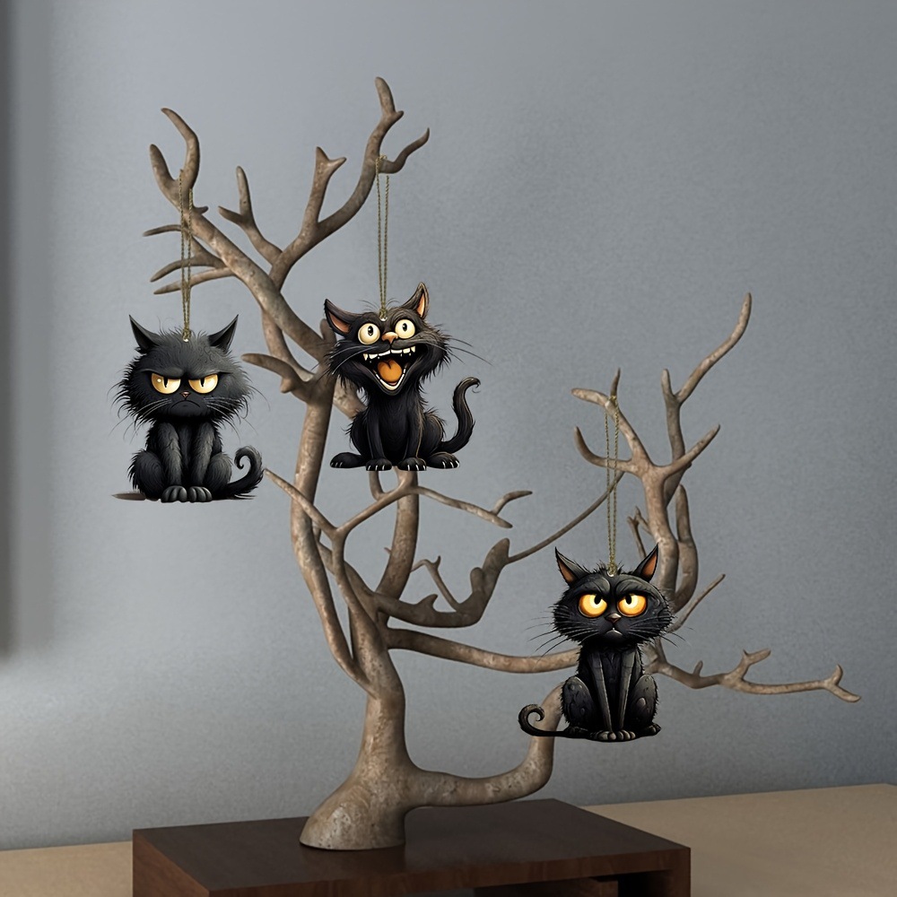 Handmade Black Cat Emoji ไม้แข - Home Decor Emoji บทวิจารณ์และราคา