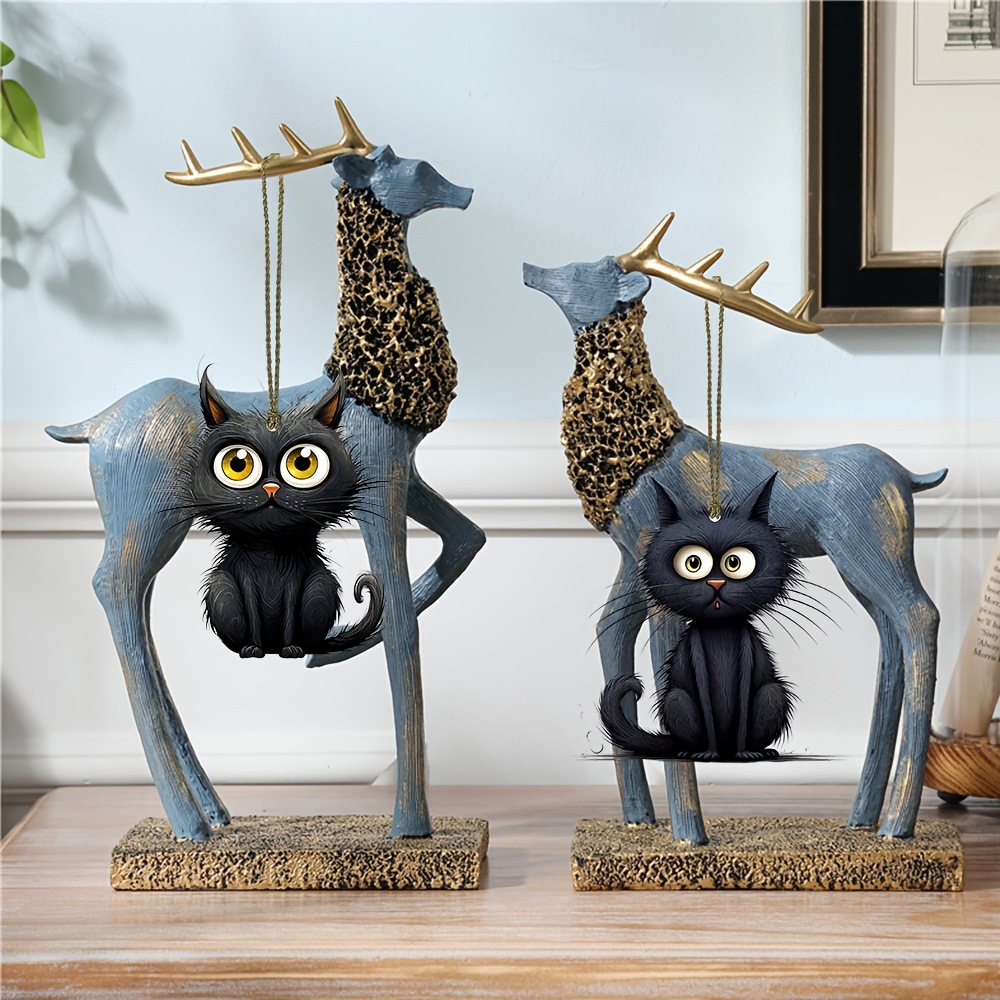 Handmade Black Cat Emoji ไม้แข - Home Decor Emoji บทวิจารณ์และราคา