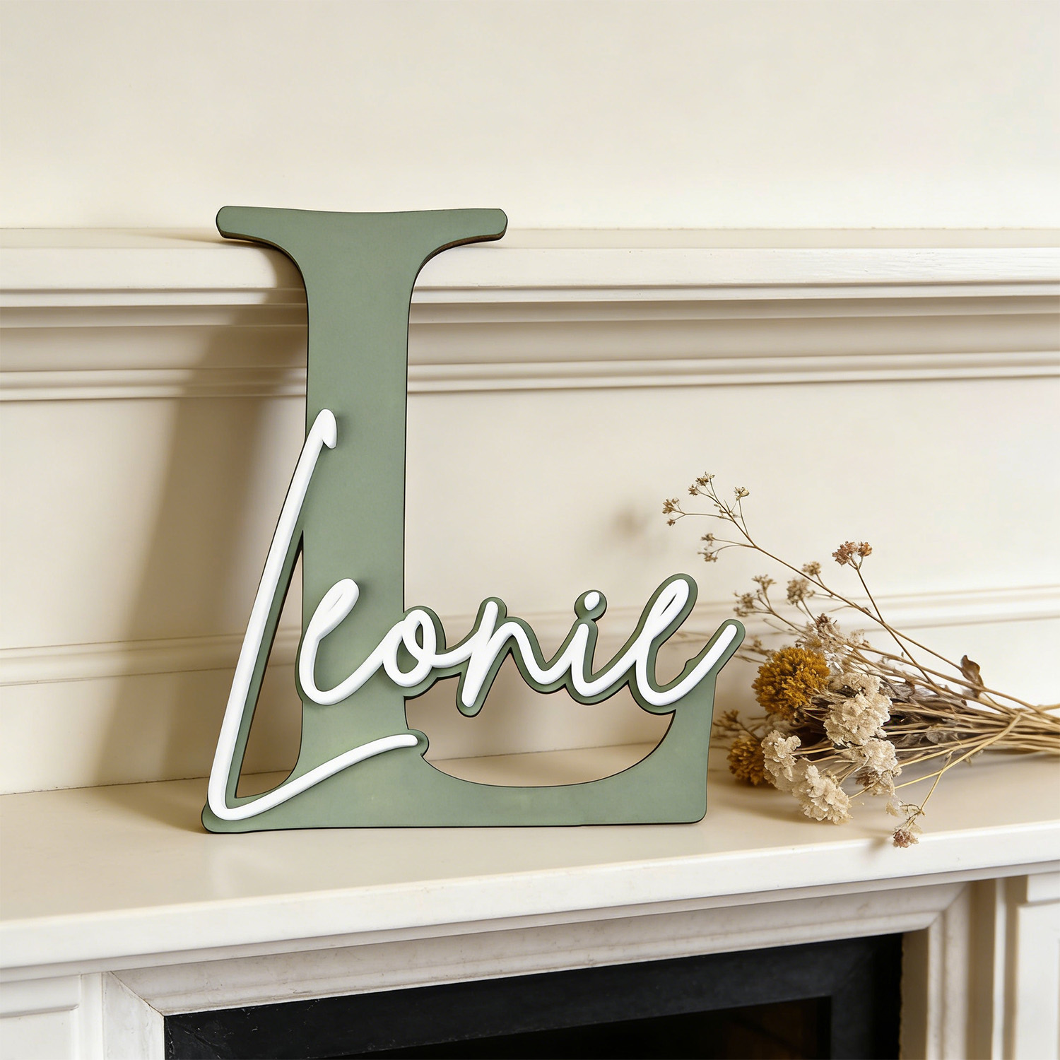 ป้ายไม้ตกแต่งชื่อแบบสองชั้น 1  - Home Decor Names บทวิจารณ์และราคา