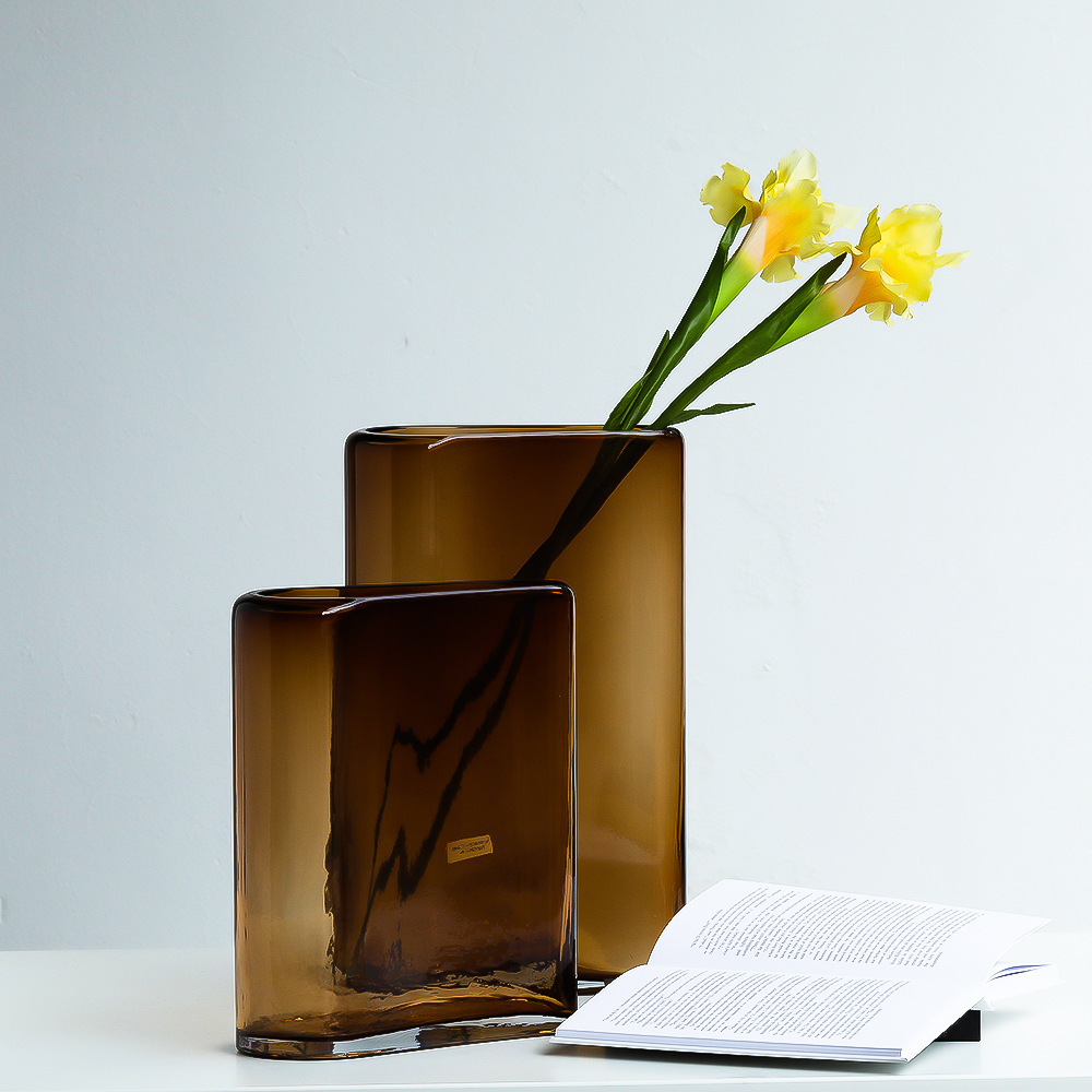 แจกันแก้วทรงแบนขนาดใหญ่ ดีไซน์ - Glass Vase Nordic บทวิจารณ์และราคา