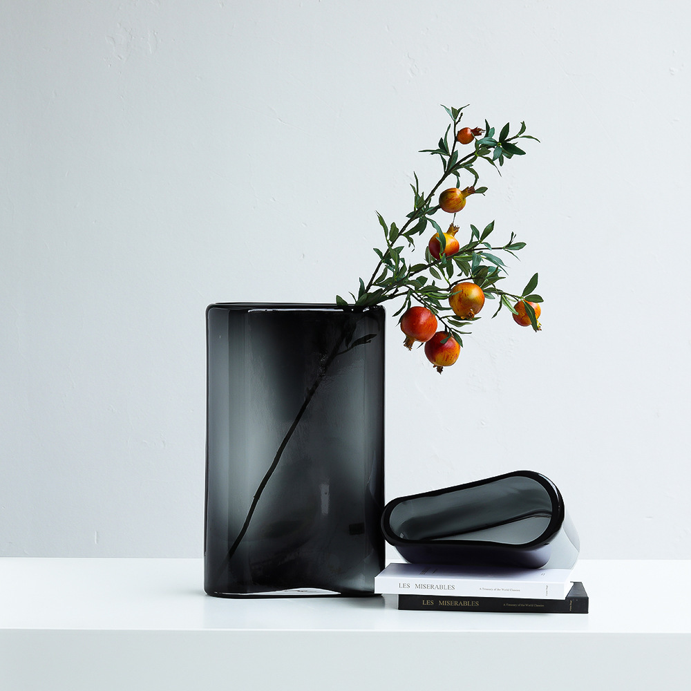 แจกันแก้วทรงแบนขนาดใหญ่ ดีไซน์ - Glass Vase Nordic บทวิจารณ์และราคา